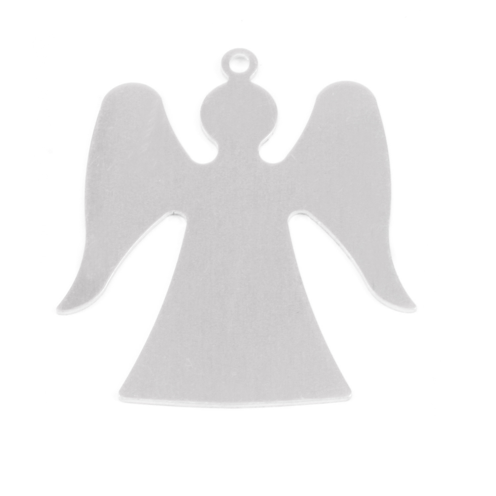 Metal Stamping Blanks Aluminum Angel with Top Loop, 32mm (1.26") x 29mm (1.12"), 18g, Pk of 5